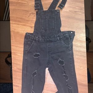Distressed overalls